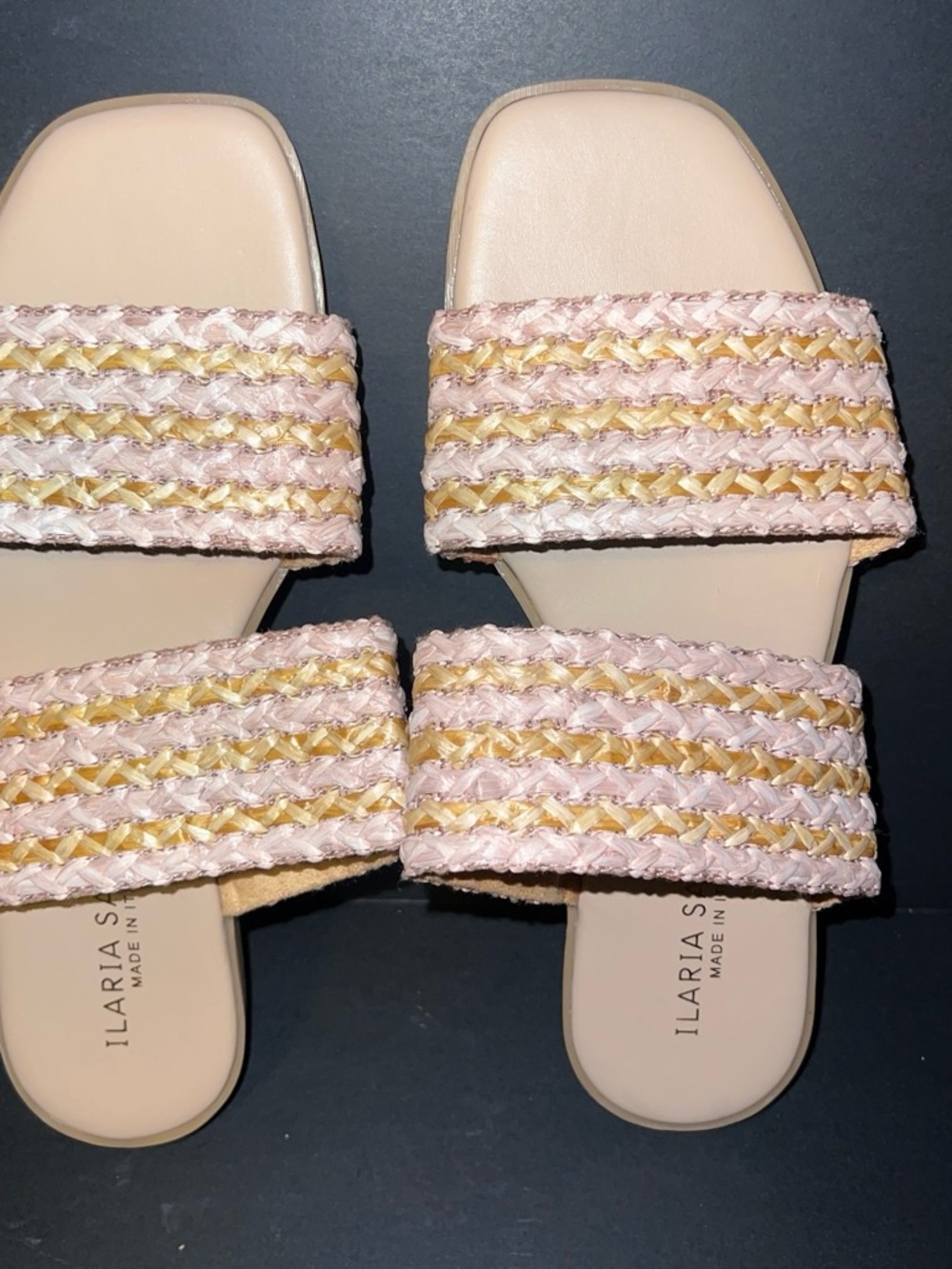 Pink & Gold Braided Italian  Slide Sandals